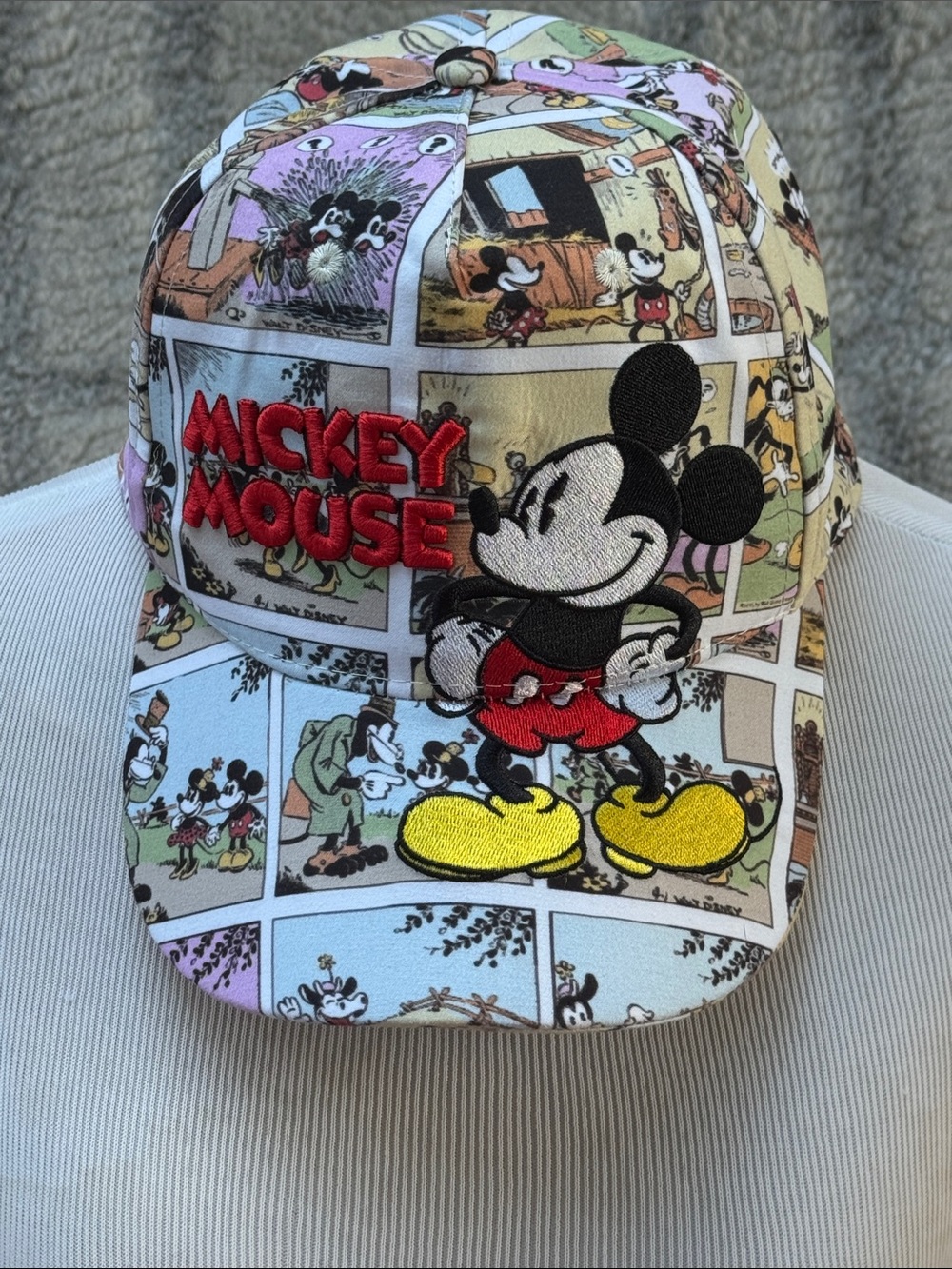 Disney Mickey Mouse Comic Strip Hat Raised Embroidered Pop Art Baseball Cap
